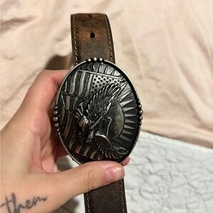 Cody James: Brown Leather Belt W/Eagle Buckle (20inches)